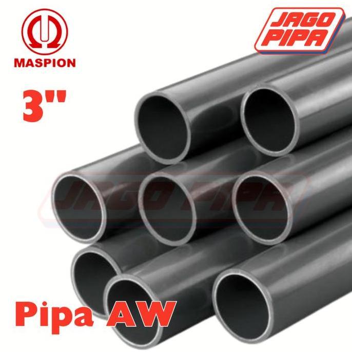 TERMURAH - Maspion Abu Pipa AW 3 Inch PVC Air Bersih 4 Meter Paralon 3" ABU