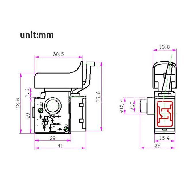 TUQOLUN 10mm/13mm Switch Mesin Bor Bosch Gsb550 / Skakel Bor Bosch Gsb550 / Saklar Bor Drill Gsb550