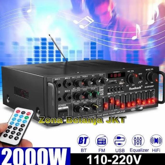 Amplifier Karaoke Audio Sunbuck Home EQ USB Bluetooth Audio 2000W