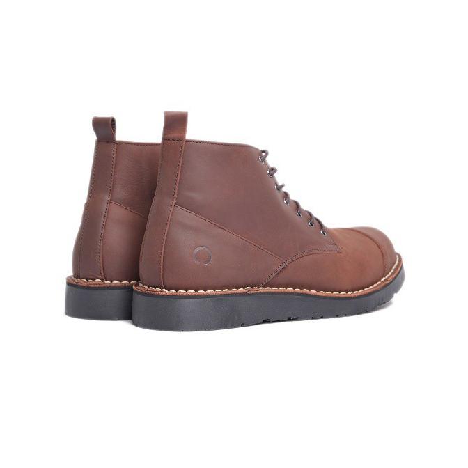 CUCI GUDANG OTIV Gama Dark Brown - Sepatu Boots Kulit Asli Pria