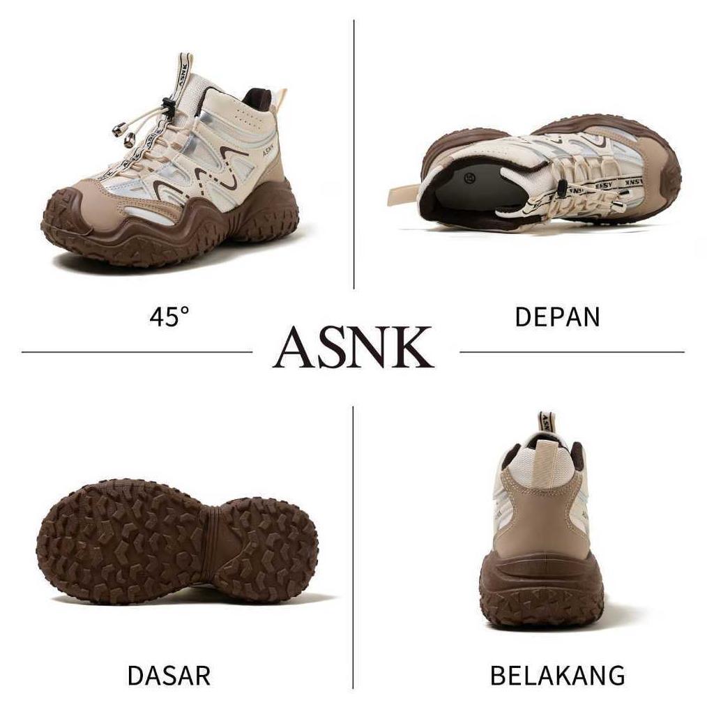 NEW DEALS [COD]ASNK Sepatu Gunung Wanita Bernapas Sepatu Kasual Gaya Korea, Sepatu Olahraga High-Top