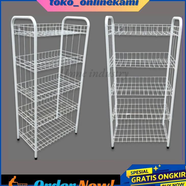 Rak Chiki Roda/Rak Display/Keranjang Chiki/Rak Serbaguna 4 Susun Roda