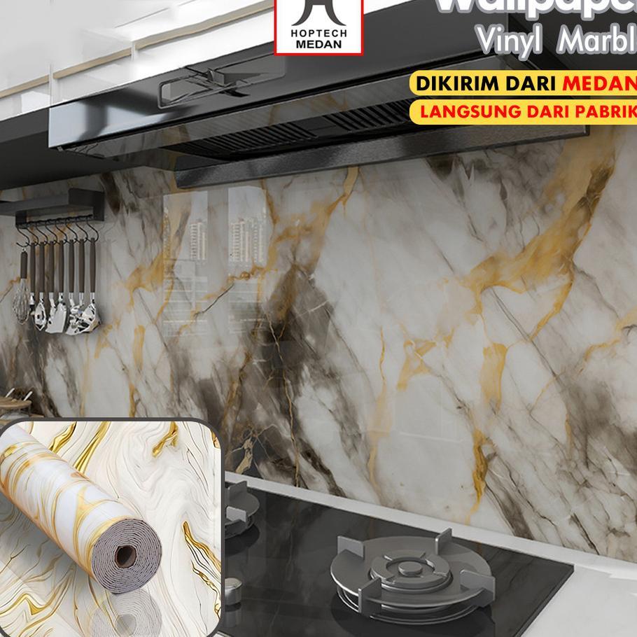 Hoptech - Wallpaper Dinding Vinyl Marble 1.2 X 2.8 Meter Wallpaper Foam Granit Marbel Tebal Roll Dek