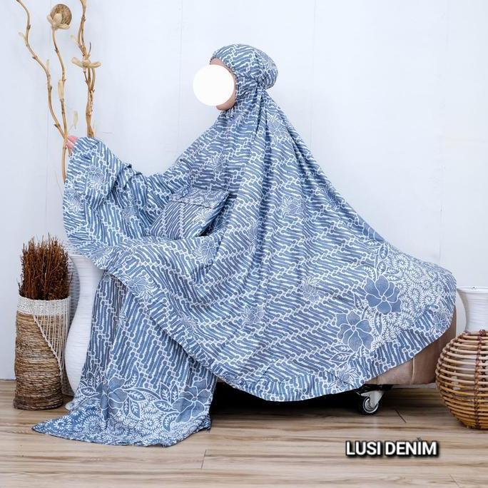 MUKENA RAYON WHITE BATIK LUSITA JUMBOy Setelan Atasan & Bawahan Bali Katun Muslim Panjang Nyaman Baw
