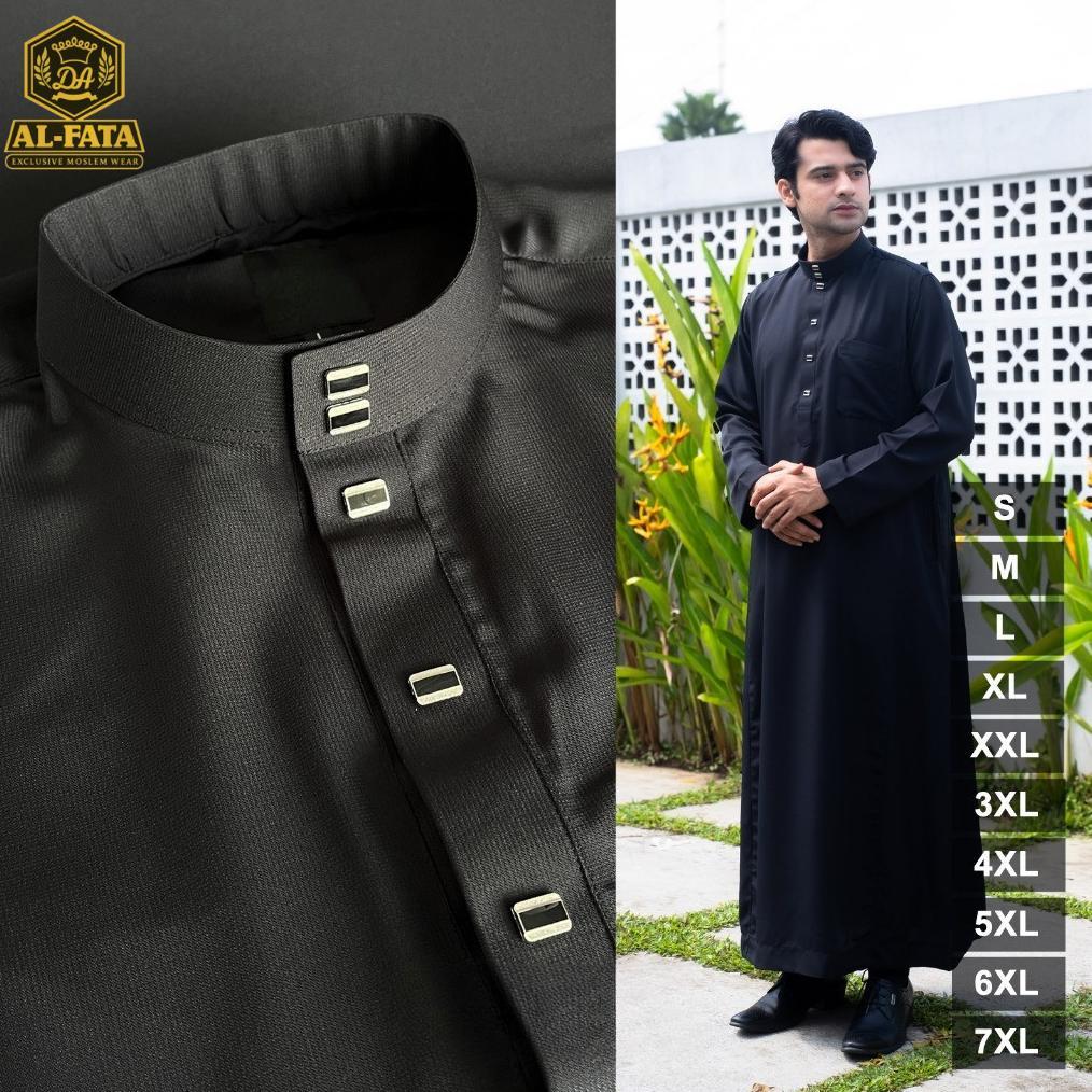 ORIGINAL ALFATTA | BAJU JUBAH SAUDI PRIA LENGAN PANJANG POLOS NON-MANSET TYPE KANCING SNAP PREMIUM D