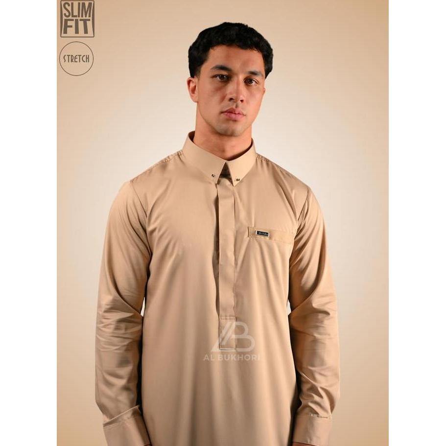 Al Bukhori - STRETCH Jubah Gamis Thobe Slimfit Pria Dewasa Premium Lengan Panjang - Jubah Sultan