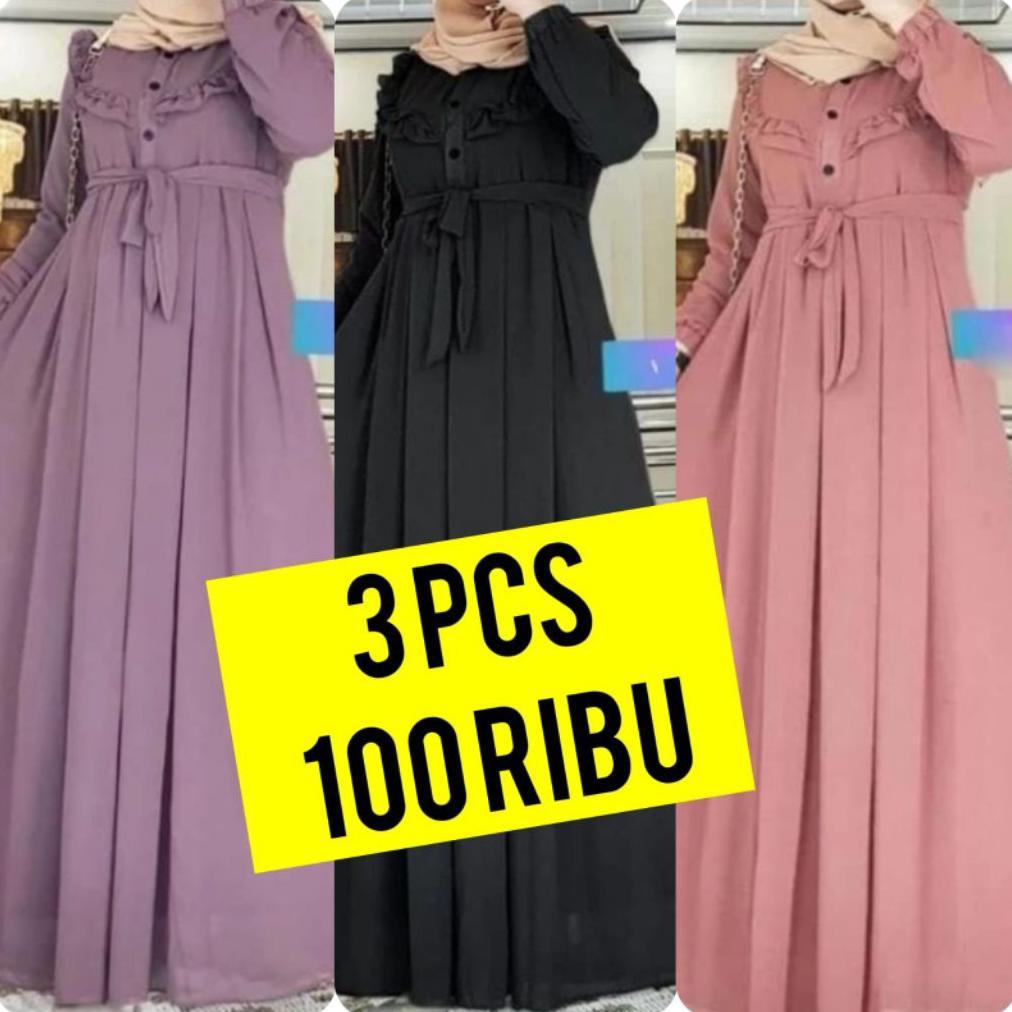 PREMIUM GAMIS LEBARAN TERMURAH SAUDAH MAXY BELI TIGA 100 RIBUAN