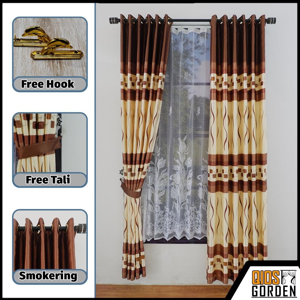 Gorden Blackout Import Mewah Motif Printing Daun Desain Terbaru 2020 Model Smokering Cuci Gudang
