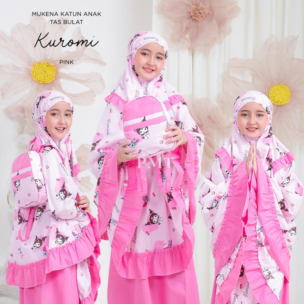 ORIGINAL PUSAT MUKENA TASIK - MUKENA KATUN ANAK TAS BULAT KUROMI/ KUROMI RAYON 2IN1/ RAINBOW SMILE/ 