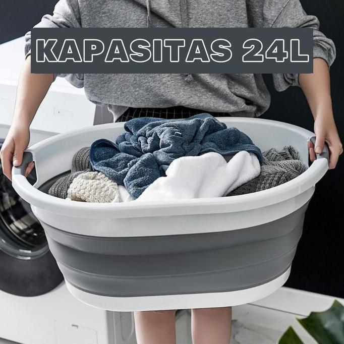Kinigami- Baskom Ember Lipat Laundry Kotak Besar Portable Serbaguna