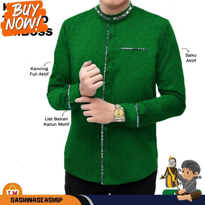 Baju Koko Pria Muslim Toyobo Micro Katun Lengan Panjang Ukuran M L Xl Xxl Xxxl / 22845 Bahan Lembut 