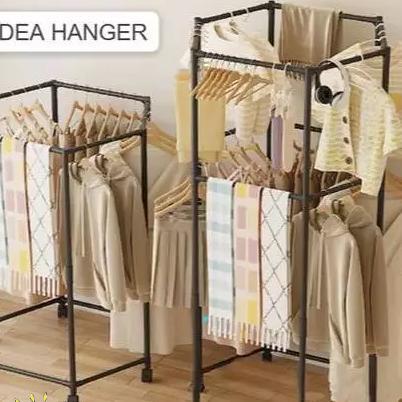Rak Gantungan Baju Heksagonal Putar 360 Etalase Baju / Stand Hanger Gantungan Baju Segi Enam Portabl