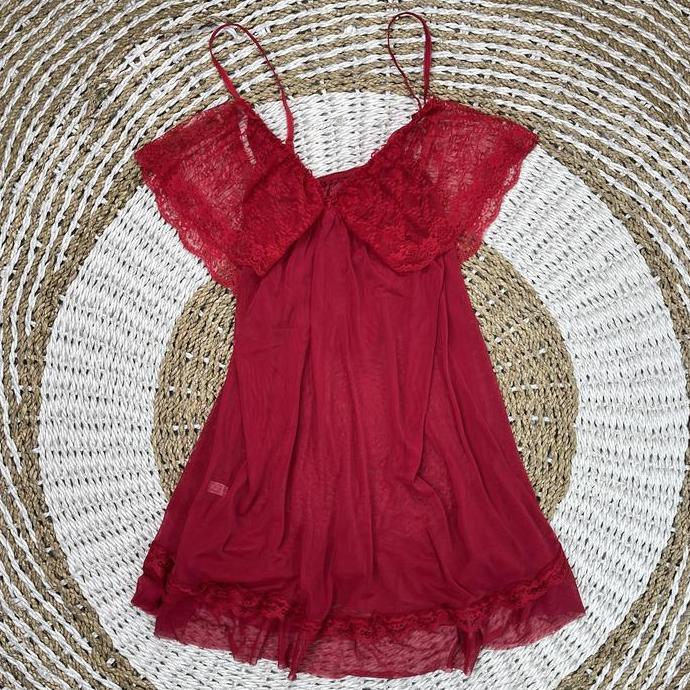 Vestito- [ Happy Girl Shop ] Lingerie Pakaian Nhtwear Fitting Dress Transparan Hot Sexy Style Sabrin