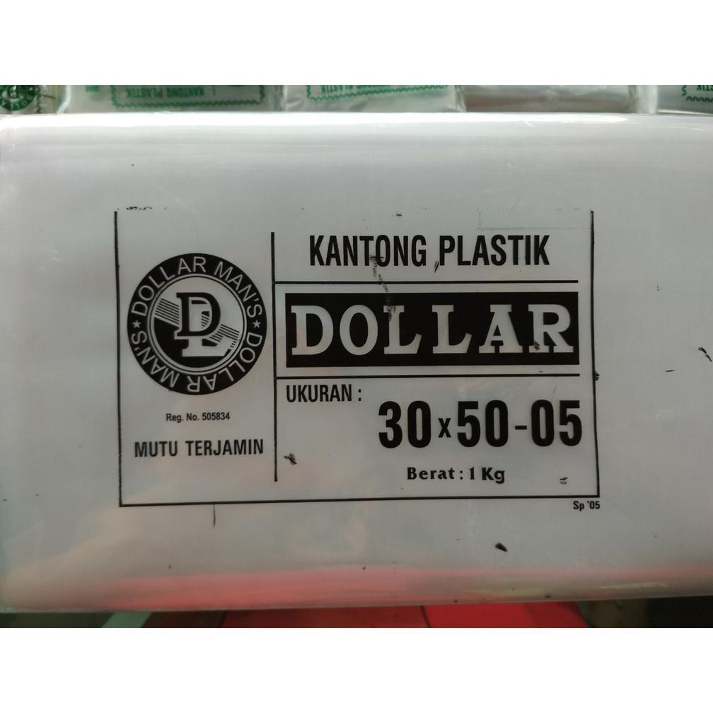Kantong Plastik Bening Ukuran 30X50-05 / Cap Dollar 30X50