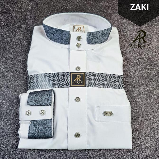 Gamis Pria ALRAZ Putih Katun Premium Lengan Manset + Alraz Jubah Katun Desain ZAKI Putih
