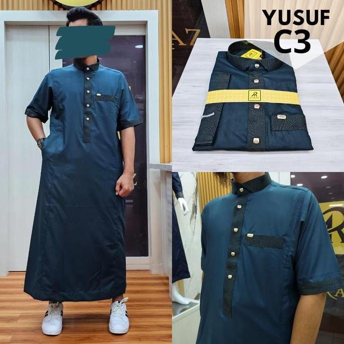 Gamis Pria Katun Premium Lengan Pendek + Jubah Al Raz Model Yusuf + Orinal Brand
