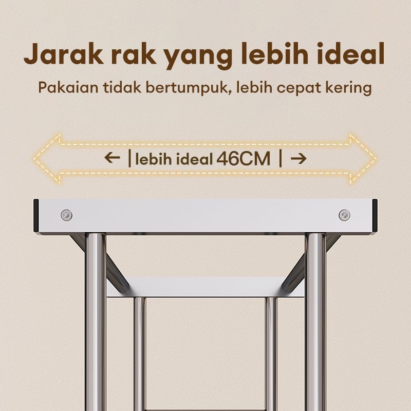 Jemuran Baju Besar Kokoh Stainless Steel Jemuran Baju Tabung Baja Gantungan Baju Berdiri Stainless