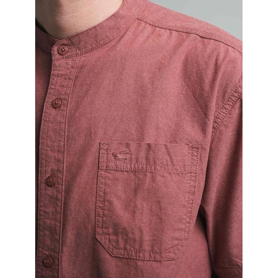camel active Men's Henley Short Sleeve Oxford Shirt - Kemeja Koko