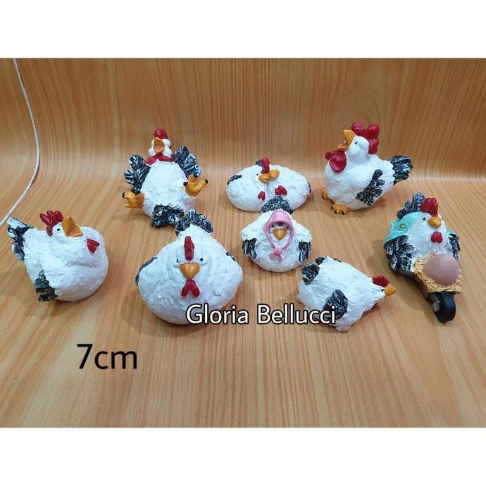 pradipta.riyadi - patung pajangan ayam lucu 8 miniatur chicken family