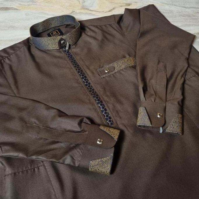 ALRAZ Gamis katun premium Desn Syamil Zipper Manset