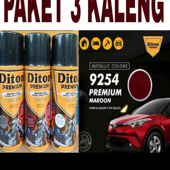 Paket 3 Kaleng Diton Premium Premium Maroon 9254 400Cc Marun Merah Ati Terbaru 