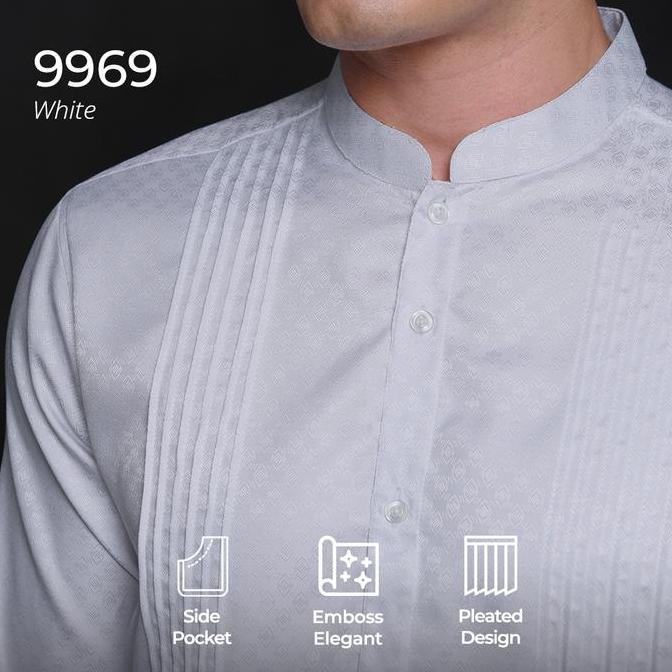 Casella Baju Koko Lengan Panjang Pleats Desn | Baju Koko Putih