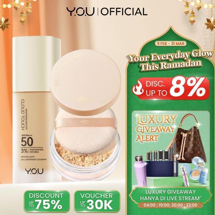 Viso- You Cloud Touch 2In1 Series Paket Makeup Set 2Pcs Skin Tint Loose Powder Bedak Tabur Foundatio