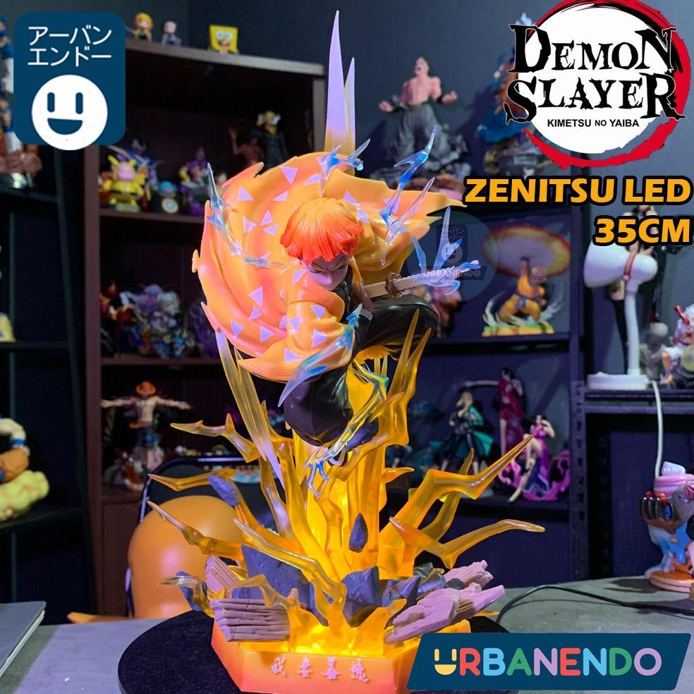 Action Figure Zenitsu Demon Slayer LED 35cm Statue Pajangan Anime DISKON