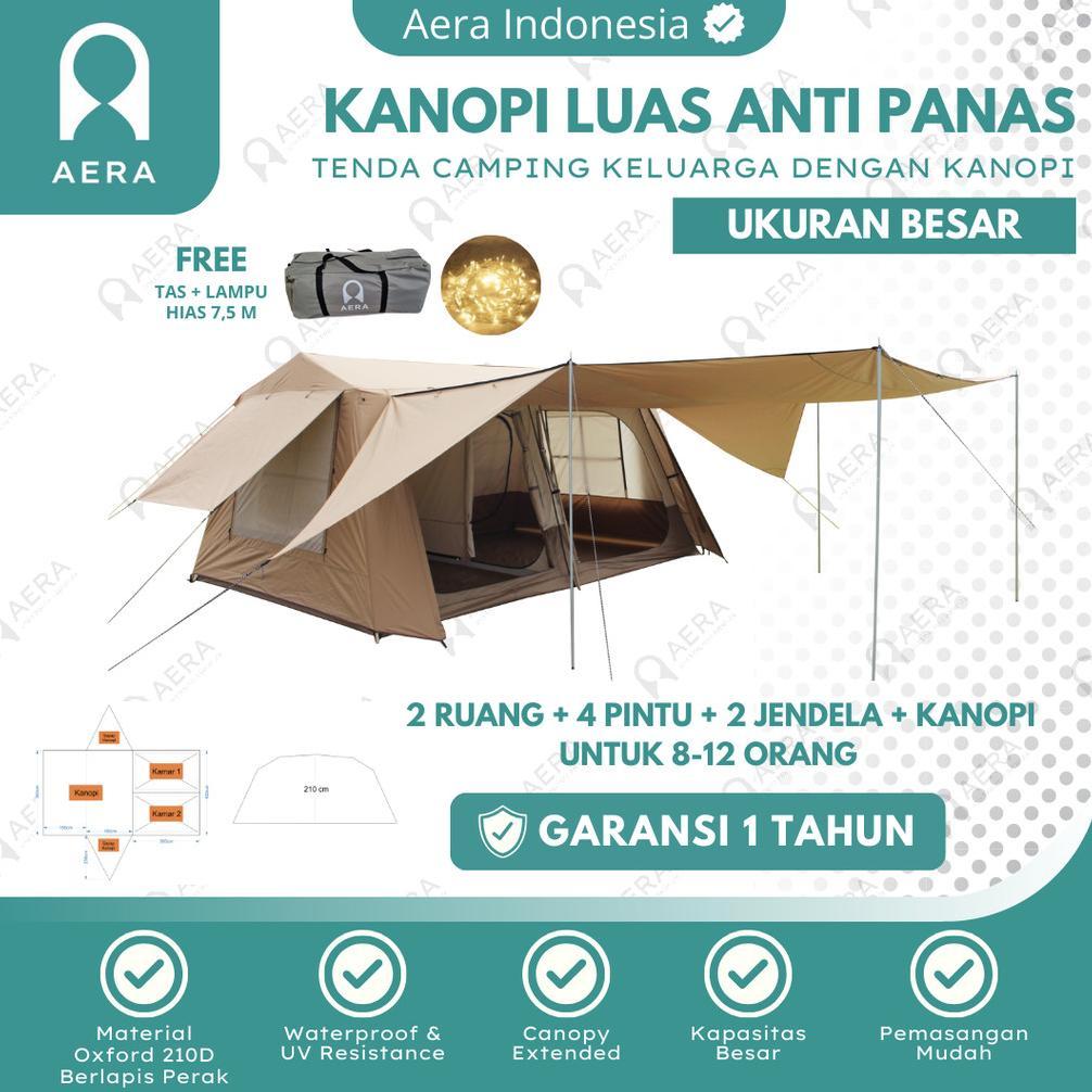 Tenda Camping Kanopi 8 - 12 Orang Double Layer Waterproof | Tenda Camping Keluarga Besar | Tenda Cam