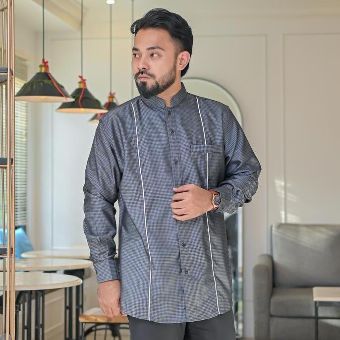 REV Jas Koko Pria Motif Kotak Baju Koko Muslim Formal & Casual JasKo Lengan Panjang Atasan Remaja & 