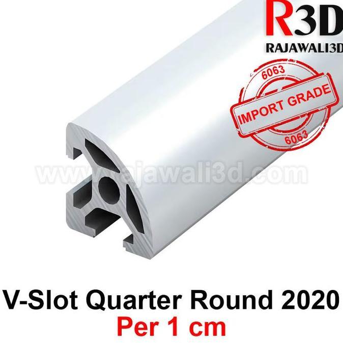 V Slot Aluminium Profile Extrusion Frame Heavy VSlot 2020 Quarter Round per 1cm