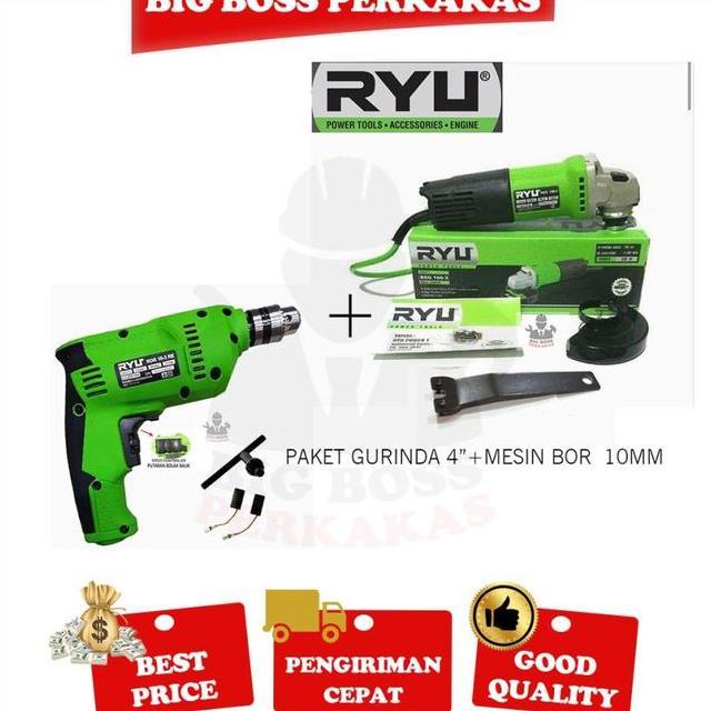 Paket 2 Set Tekiro Ryu Mesin Bor Listrik 10 Mm Ryu Mesin Gerinda