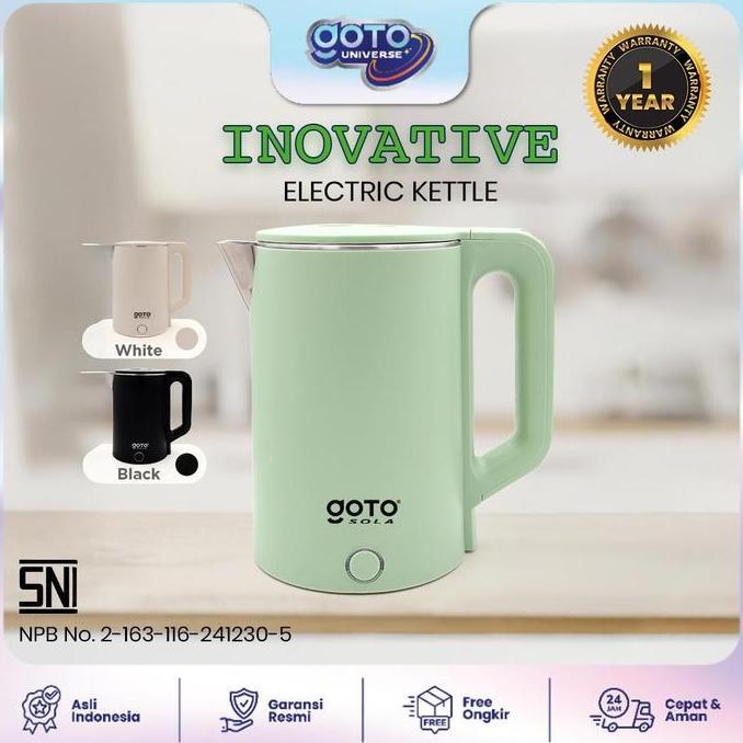 Goto Sola Electric Kettle Teko Listrik Pemanas Air Stainless Steel