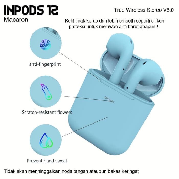 Grosir Headset Bluetooth Inpods I12 Macaron 12S Tws Earphone Bluetooth Wireless Android