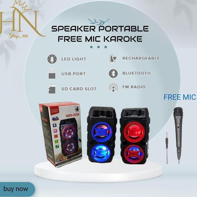 Hnshop sepaker bluetooth free mic karoke sqrs-2008