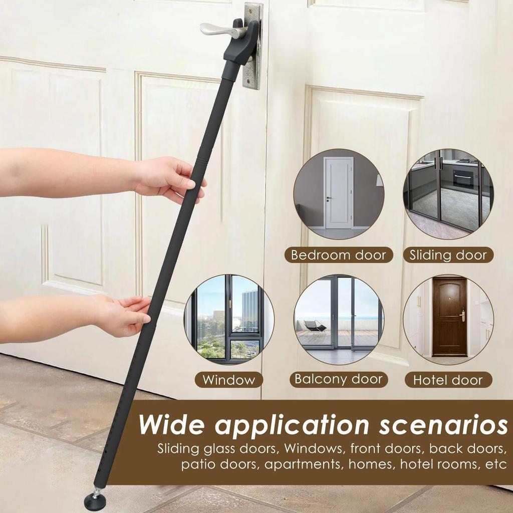 Sliding Door Lock Bar 44-55 Inch Adjustable Door Security Bar Removable Door Stopper Security Patio 