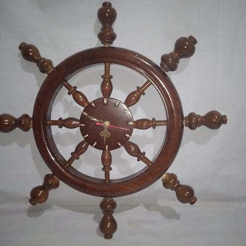 Hiasan Dinding Kayu Jati Jam Dinding Model Kemudi Nakhoda Kemudi Kapal Laut