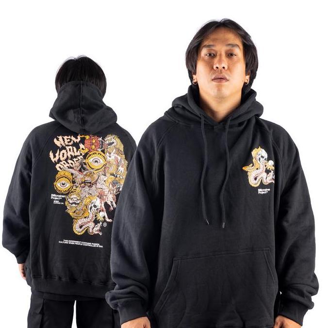 BILLIONAIRES PROJECT OUTER - HOODIE NEW WORLD ORDER BLACK MURAH
