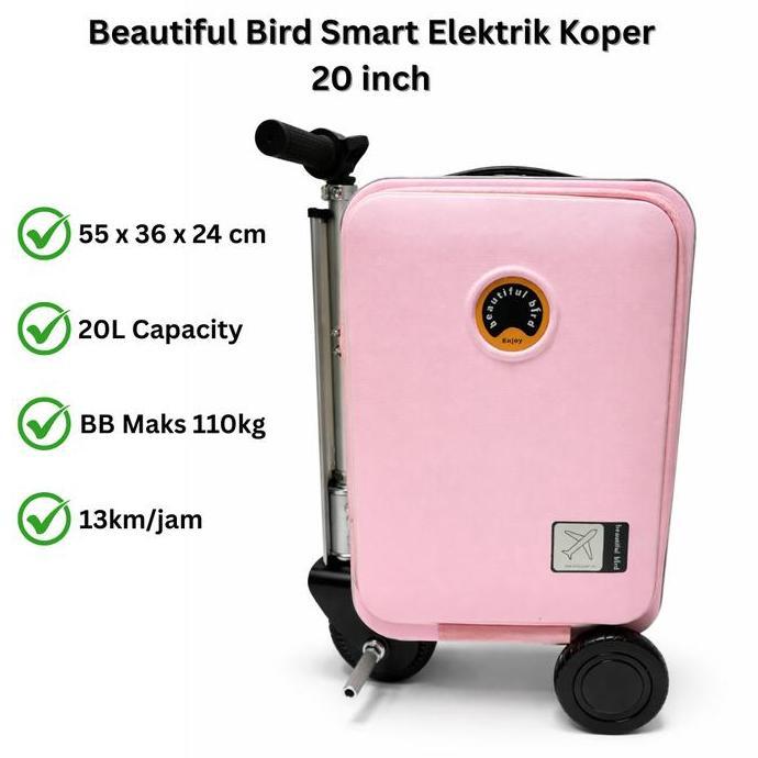 Promo Koper Listrik Beautiful Bird 20 Inch Koper Kabin / Elektrik Koper Skuter / Koper Traveling Cew