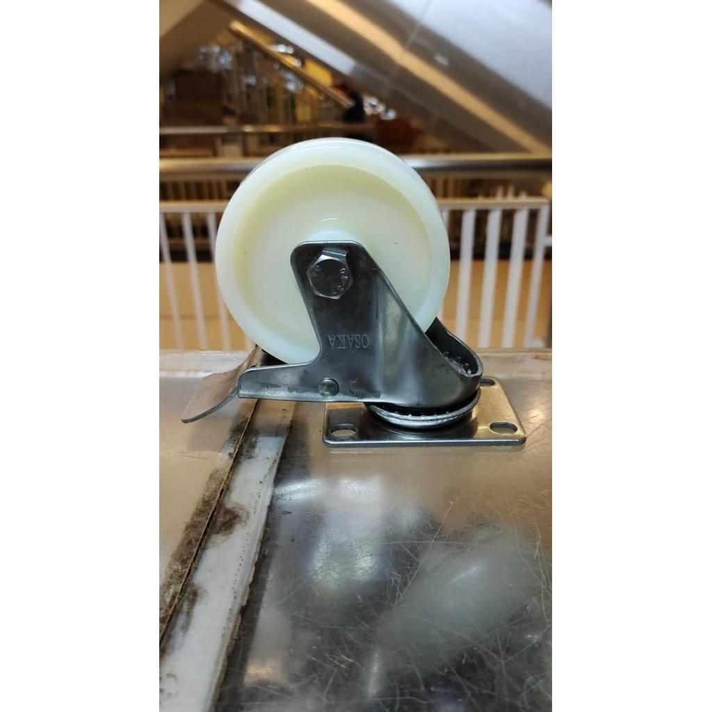 RODA TROLI, RODA TROLLEY NILON NYLON OSAKA STAINLESS STEEL 4" PLAT REM PROMO