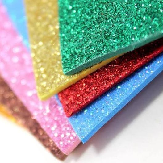GLITTER CREATIVE EVA FOAM ART SHEET LEMBAR BUSA LEMBARAN KREASI WARNA New