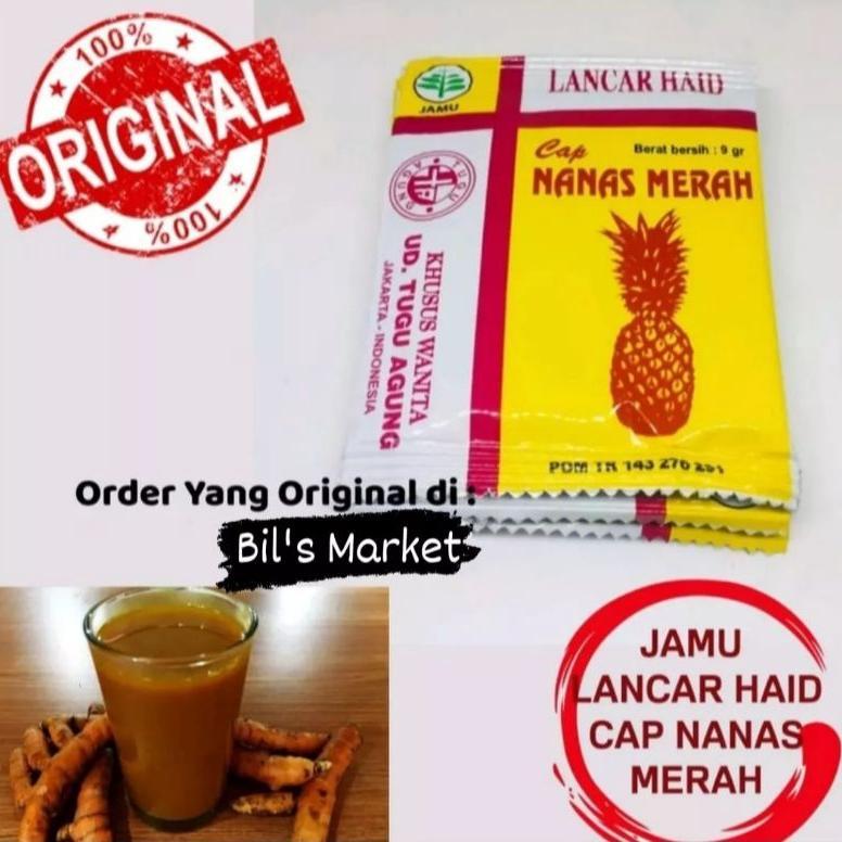 (Terbaru) AMPUH JAMU LANCAR HAID NANAS MERAH ISI 5 SACHET - jamu - obat haid - obat telat datang bul