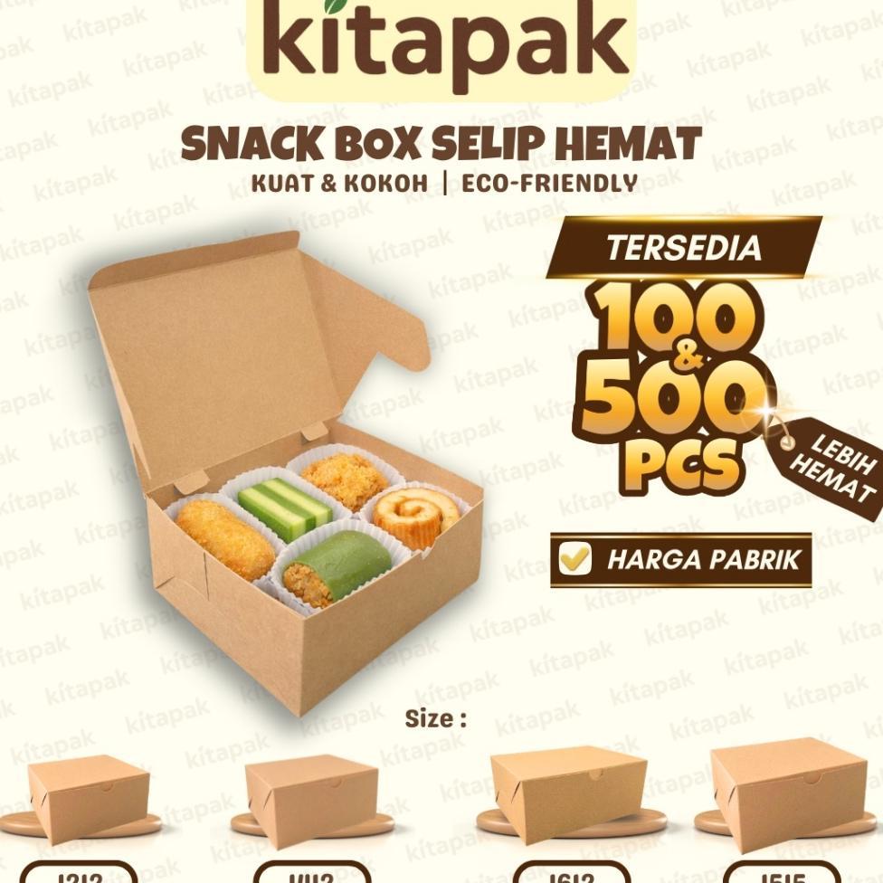(100 / 500 Pcs) Snack Box Selip Hemat | Dus Snack Camilan Catering Acara Hajatan Rapat Umkm Restoran