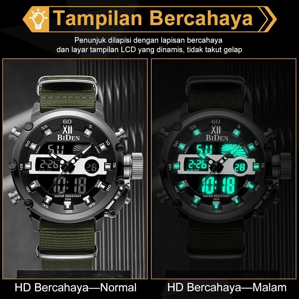 FLASH SALE BIDEN JAM TANGAN PRIA 0164 ANTI AIR SPORT MILITER ANALOG DIGITAL LUMINOUS DISPLAY