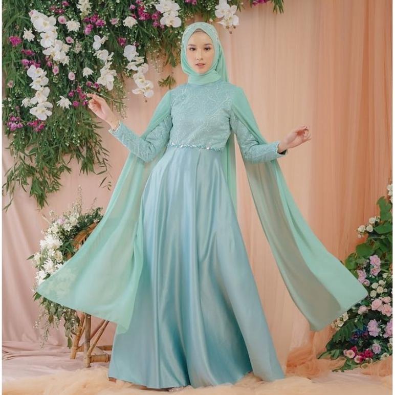 Diskon Marisa Dress - Gaun Muslimah - Gaun Untuk Pesta - Gaun Pesta Busui - Gaun Pesta Bumil- Gaun M