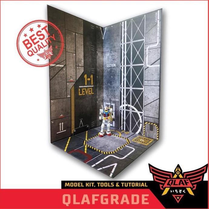 jozzymary - hangar mecha display gundam gunpla background hangar mechanic