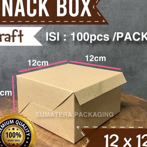 [Isi 100 Pcs] Kotak Kue Snack Box Kraft Tebal Isi 100 Pcs Kotak Dus 12X12 12X14 12X16 15X15 Dus