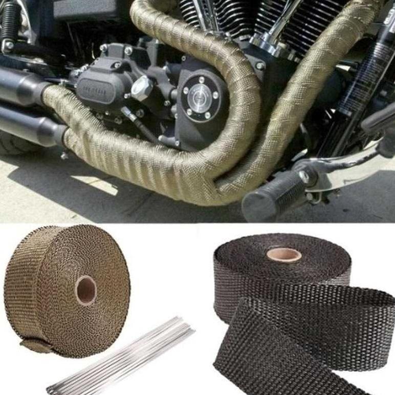 Lakban Peredam Panas Knalpot Motor Exhaust Wrap 50Mm 10 Meter / Wrap Bungkus Knalpot Motor Custom- F