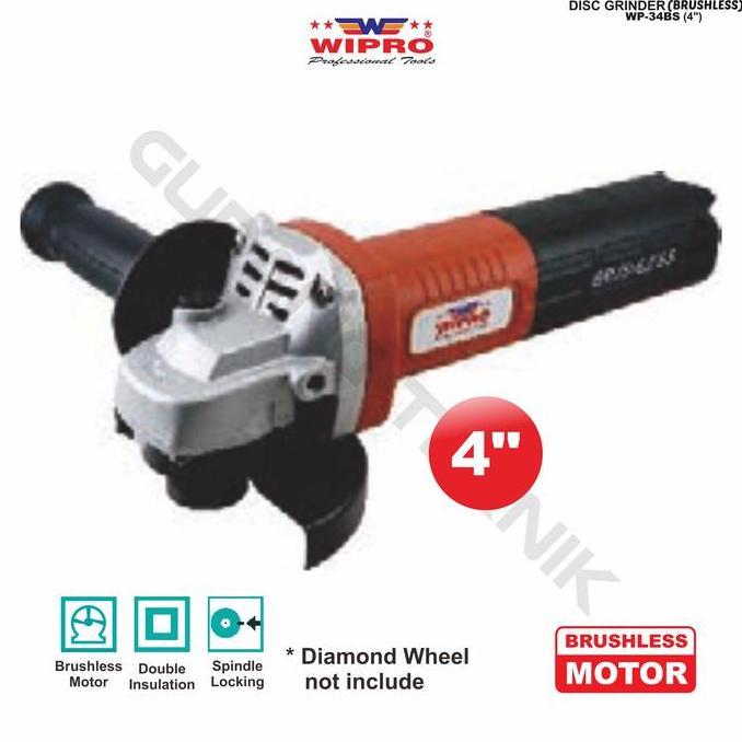 AKARA Mesin Gerinda Tangan Brushless 4" WIPRO WP-34BS/Gerinda Gurinda Grinda