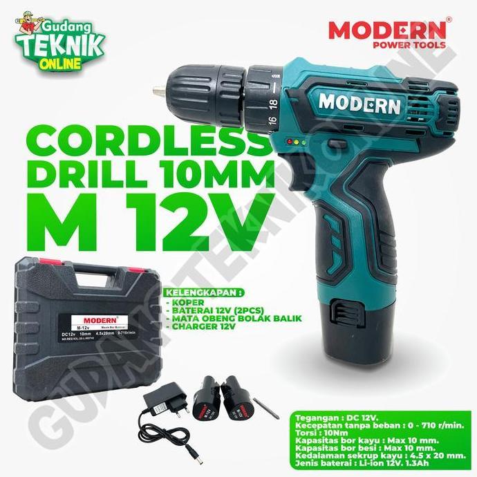 TERAR Modern M-12v / Mesin Bor Baterai Modern M12 V / Cordless Drill Modern